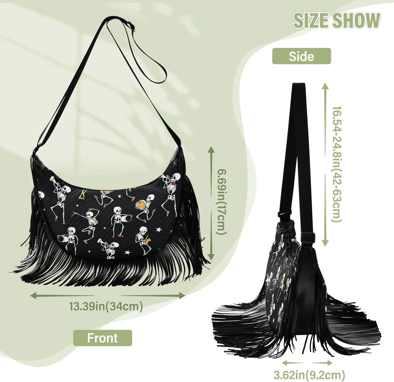 Women's PU Leather Chain Cross Body Bag, Shoulder Handbag Purse with Tassel for Ladies