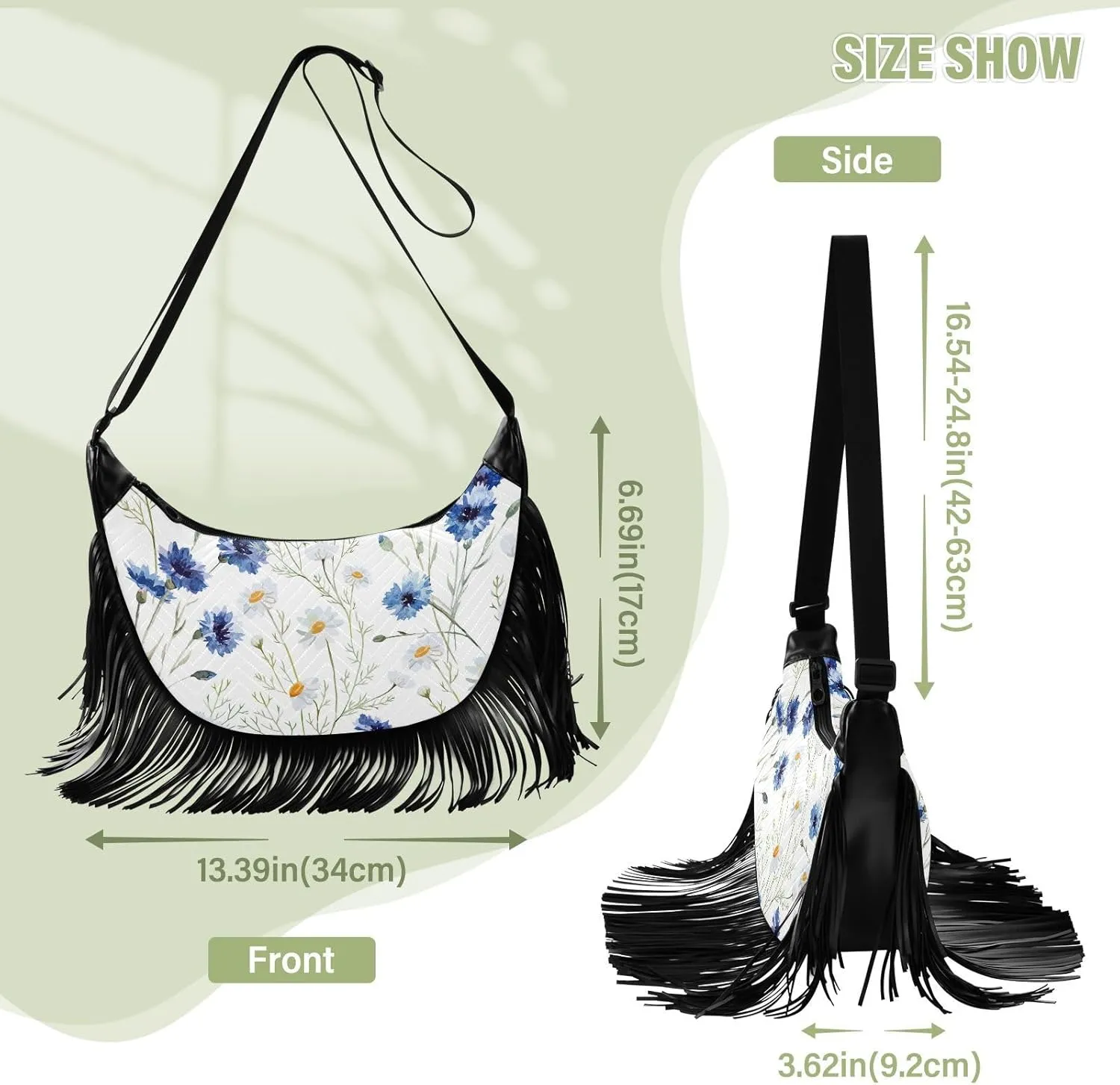 Women's PU Leather Chain Cross Body Bag, Shoulder Handbag Purse with Tassel for Ladies