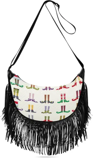 Women's PU Leather Chain Cross Body Bag, Shoulder Handbag Purse with Tassel for Ladies