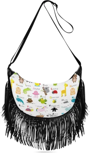 Women's PU Leather Chain Cross Body Bag, Shoulder Handbag Purse with Tassel for Ladies