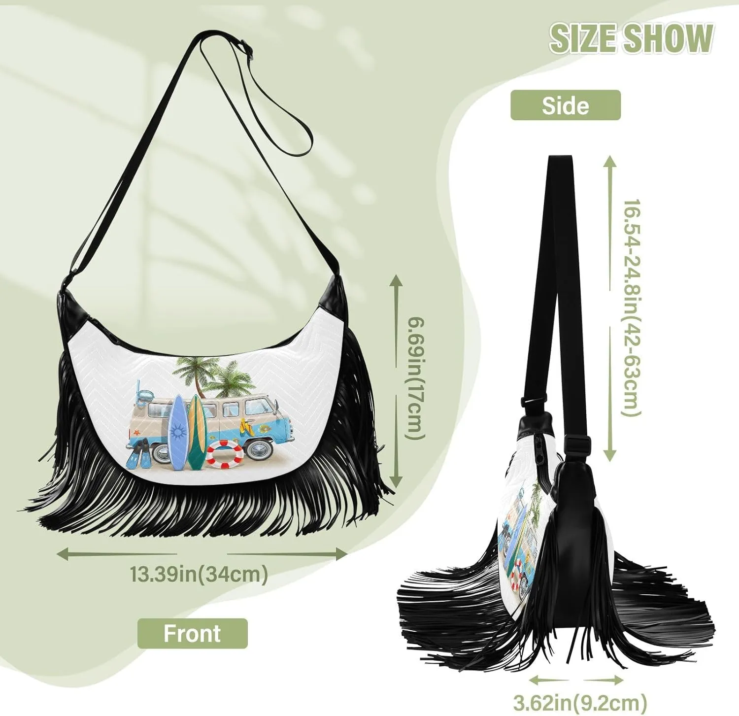 Women's PU Leather Chain Cross Body Bag, Shoulder Handbag Purse with Tassel for Ladies