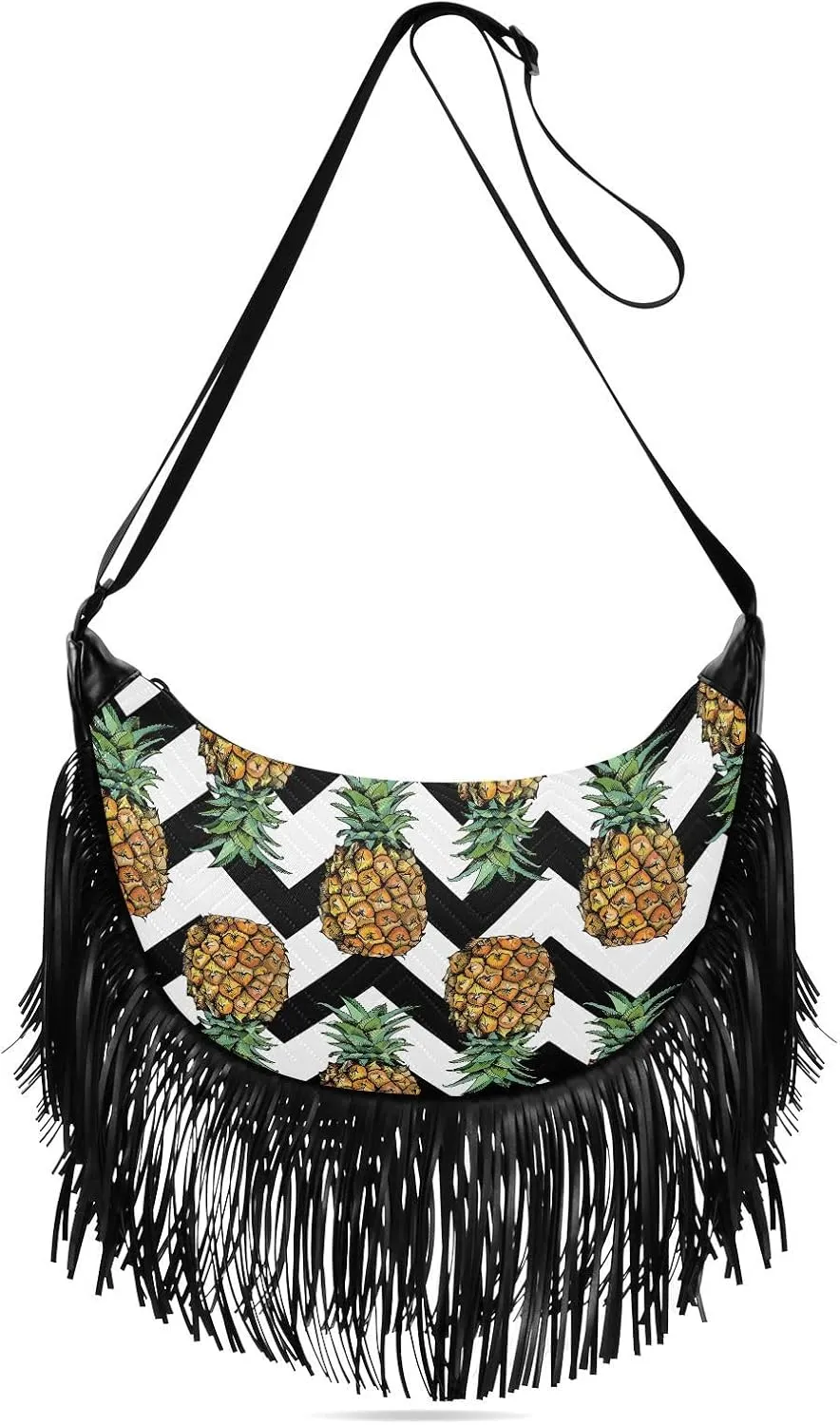 Women's PU Leather Chain Cross Body Bag, Shoulder Handbag Purse with Tassel for Ladies