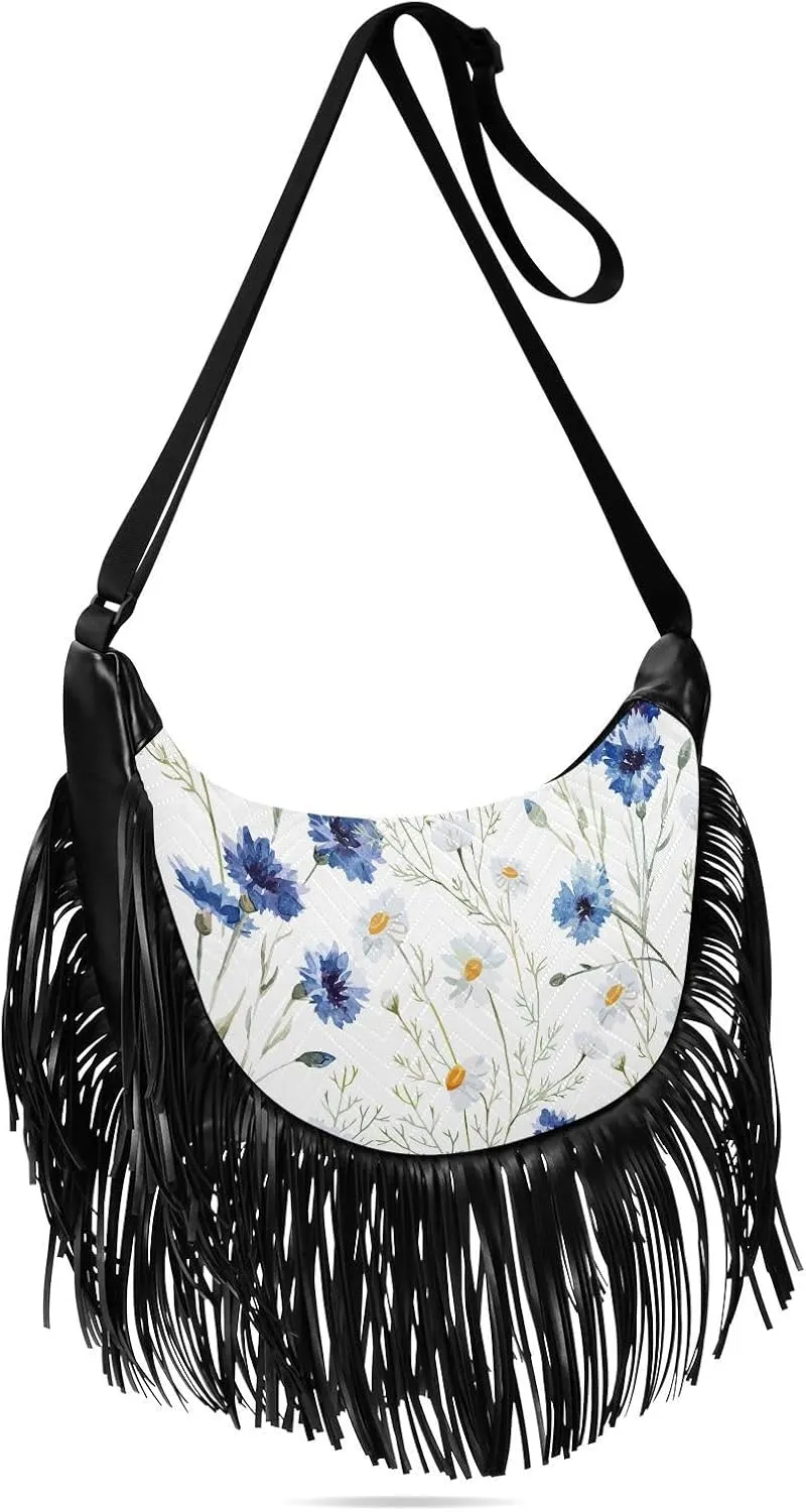 Women's PU Leather Chain Cross Body Bag, Shoulder Handbag Purse with Tassel for Ladies