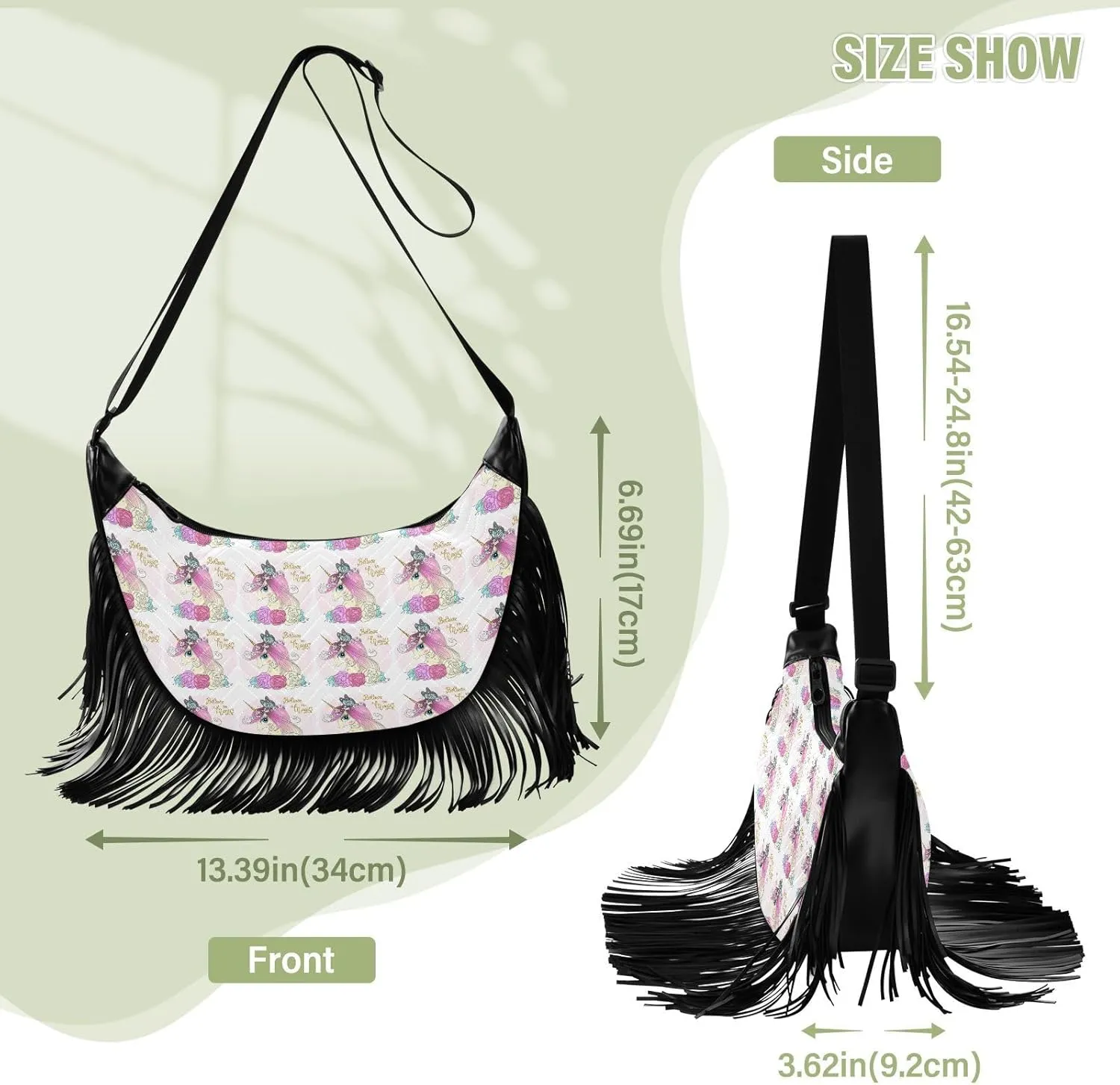 Women's PU Leather Chain Cross Body Bag, Shoulder Handbag Purse with Tassel for Ladies