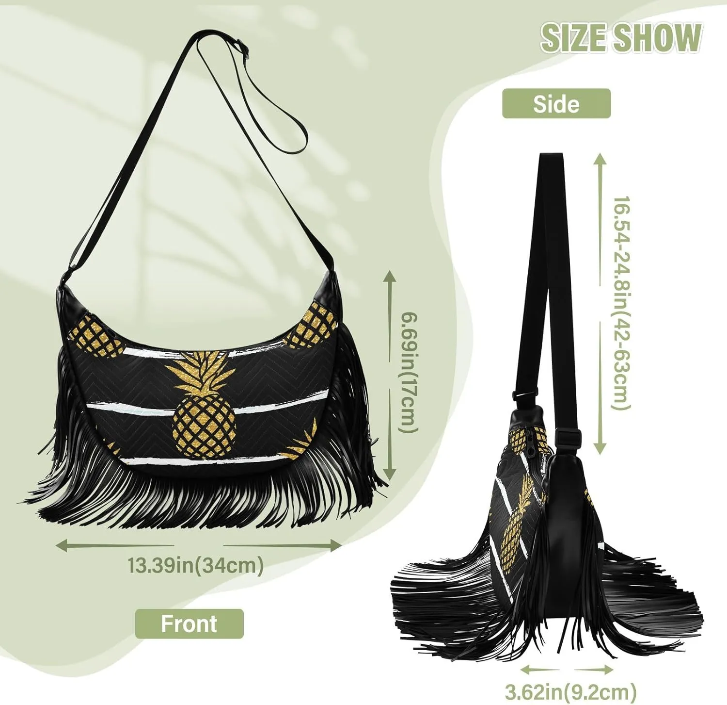 Women's PU Leather Chain Cross Body Bag, Shoulder Handbag Purse with Tassel for Ladies