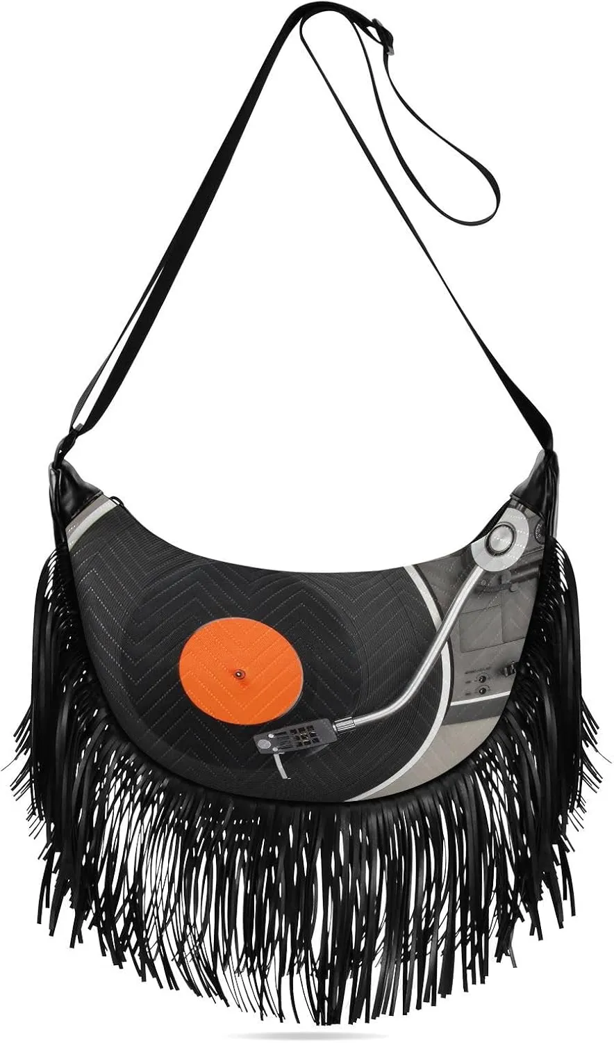 Women's PU Leather Chain Cross Body Bag, Shoulder Handbag Purse with Tassel for Ladies