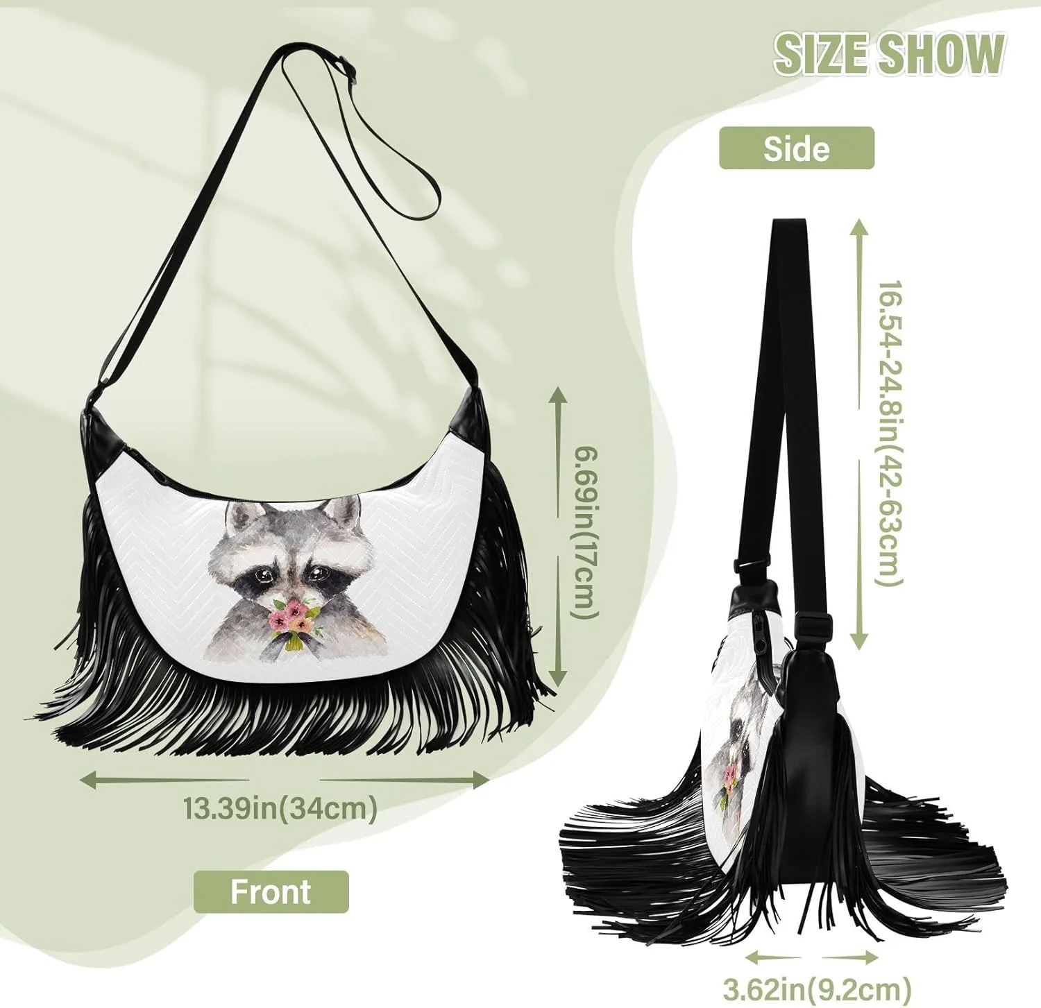 Women's PU Leather Chain Cross Body Bag, Shoulder Handbag Purse with Tassel for Ladies