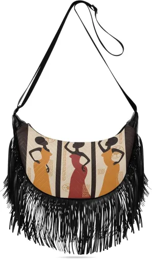 Women's PU Leather Chain Cross Body Bag, Shoulder Handbag Purse with Tassel for Ladies