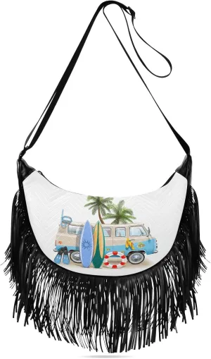 Women's PU Leather Chain Cross Body Bag, Shoulder Handbag Purse with Tassel for Ladies