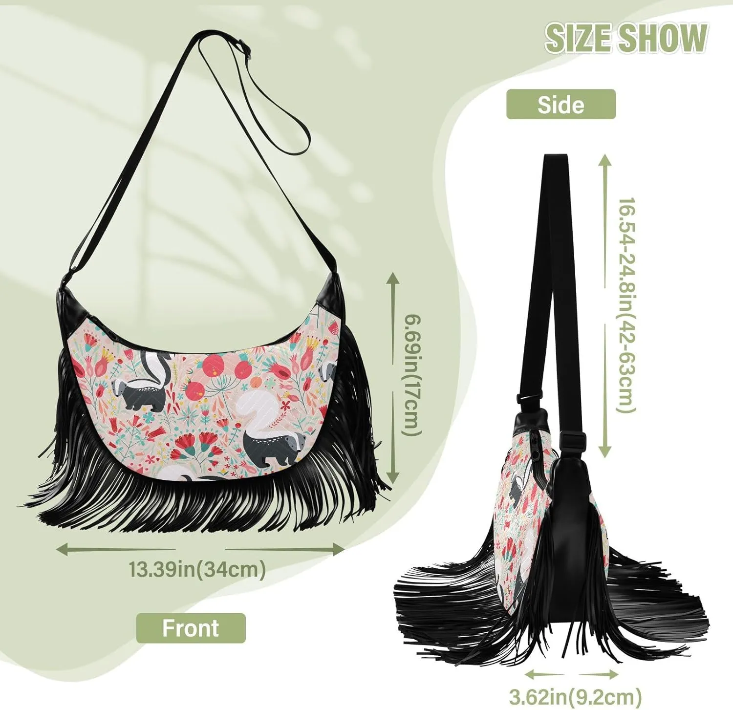 Women's PU Leather Chain Cross Body Bag, Shoulder Handbag Purse with Tassel for Ladies