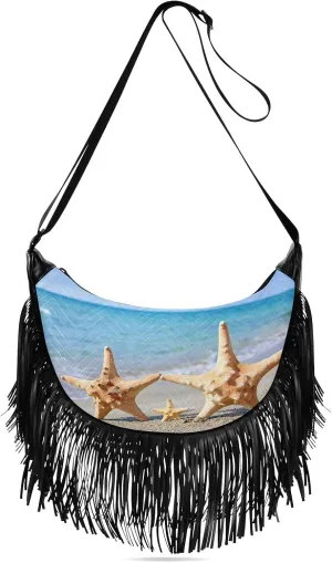 Women's PU Leather Chain Cross Body Bag, Shoulder Handbag Purse with Tassel for Ladies