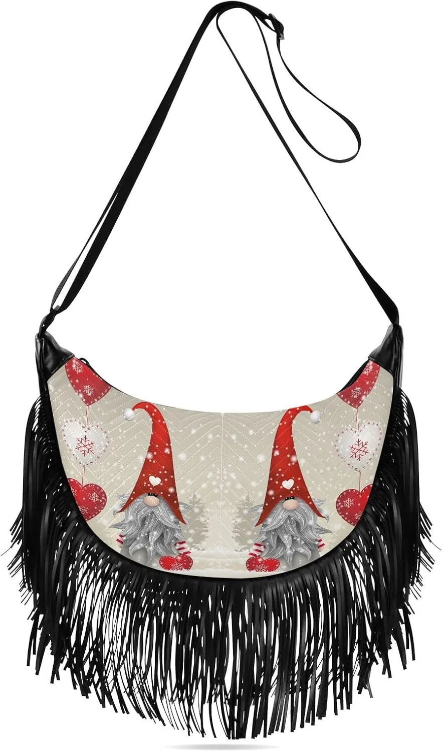 Women's PU Leather Chain Cross Body Bag, Shoulder Handbag Purse with Tassel for Ladies