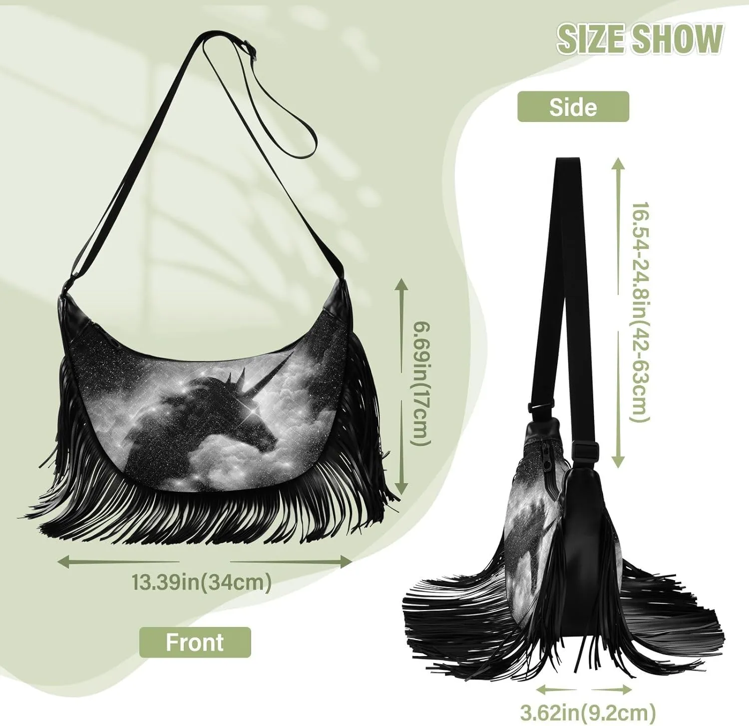 Women's PU Leather Chain Cross Body Bag, Shoulder Handbag Purse with Tassel for Ladies