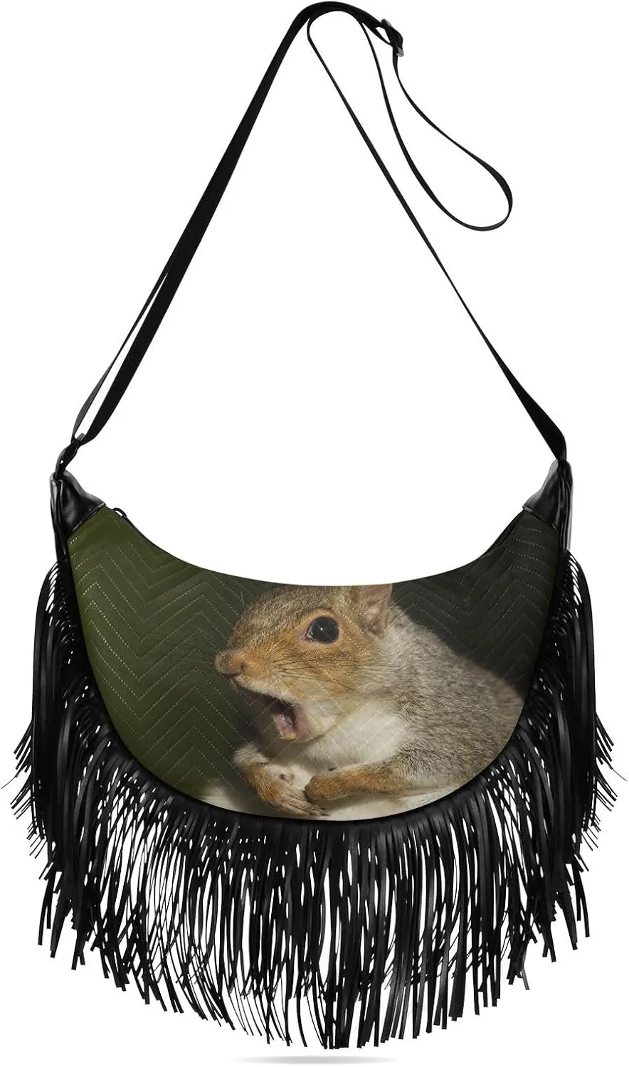 Women's PU Leather Chain Cross Body Bag, Shoulder Handbag Purse with Tassel for Ladies