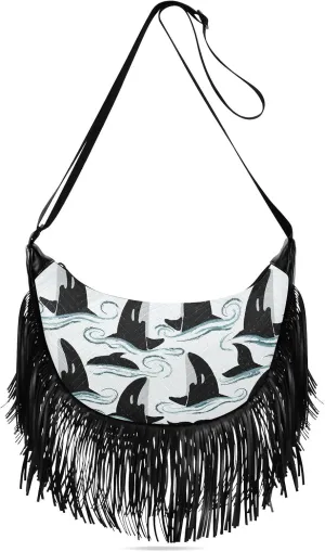 Women's PU Leather Chain Cross Body Bag, Shoulder Handbag Purse with Tassel for Ladies
