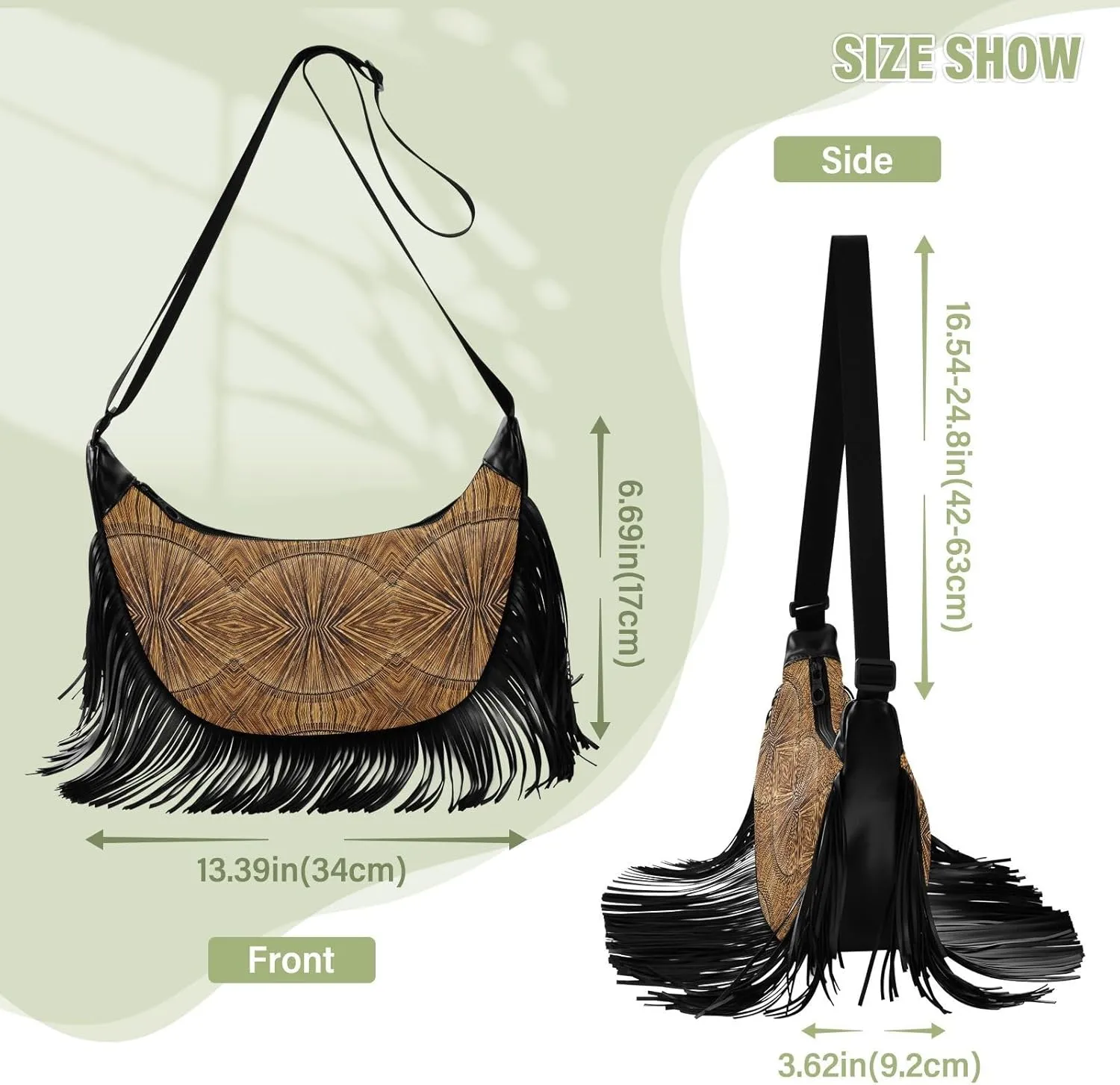 Women's PU Leather Chain Cross Body Bag, Shoulder Handbag Purse with Tassel for Ladies