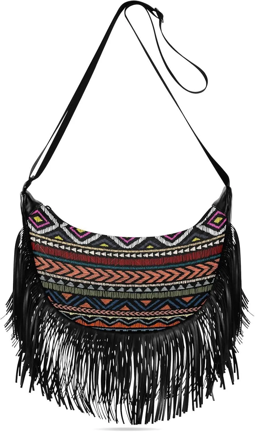 Women's PU Leather Chain Cross Body Bag, Shoulder Handbag Purse with Tassel for Ladies