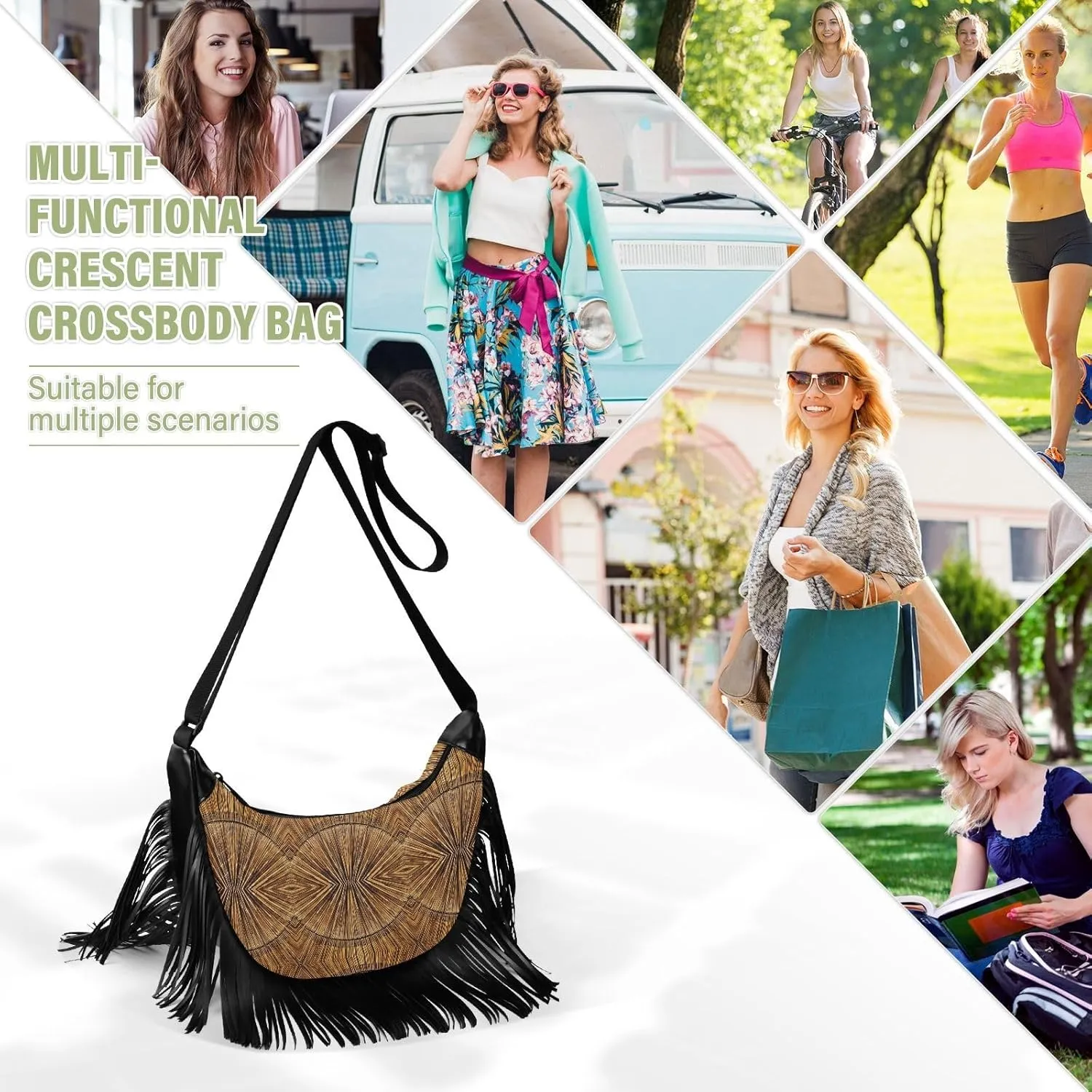 Women's PU Leather Chain Cross Body Bag, Shoulder Handbag Purse with Tassel for Ladies