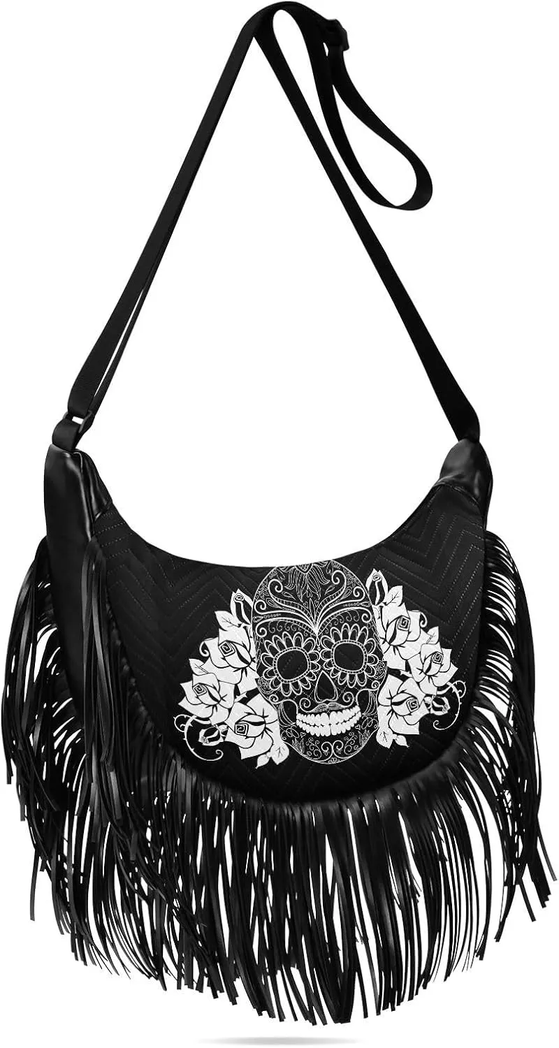 Women's PU Leather Chain Cross Body Bag, Shoulder Handbag Purse with Tassel for Ladies