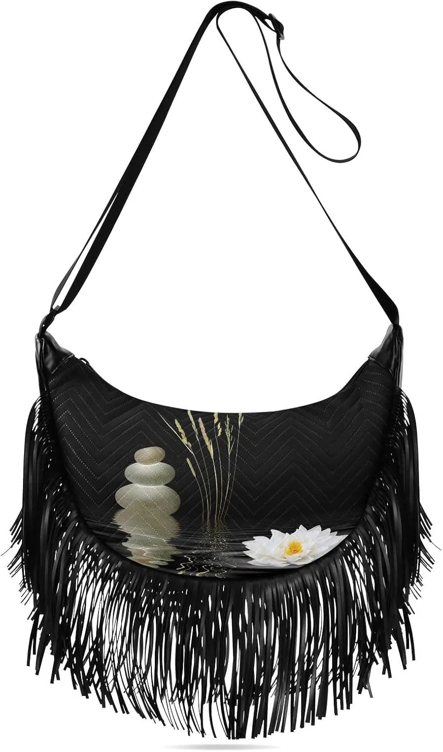 Women's PU Leather Chain Cross Body Bag, Shoulder Handbag Purse with Tassel for Ladies