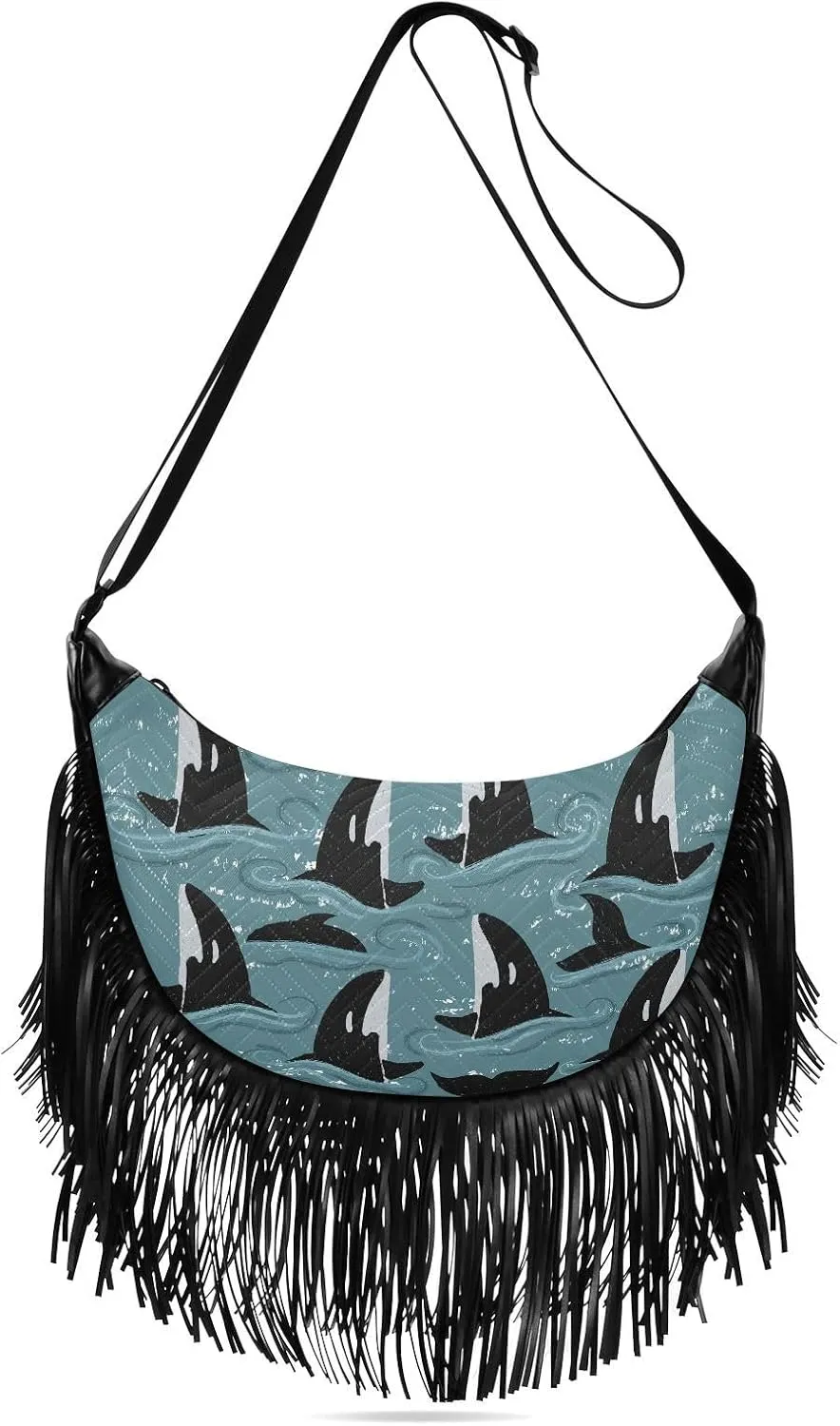 Women's PU Leather Chain Cross Body Bag, Shoulder Handbag Purse with Tassel for Ladies