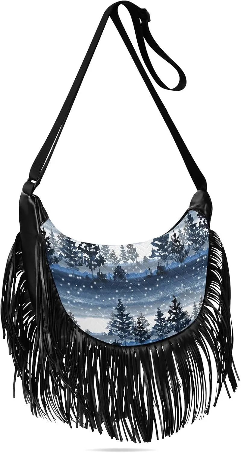 Women's PU Leather Chain Cross Body Bag, Shoulder Handbag Purse with Tassel for Ladies