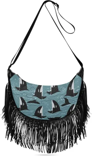 Women's PU Leather Chain Cross Body Bag, Shoulder Handbag Purse with Tassel for Ladies