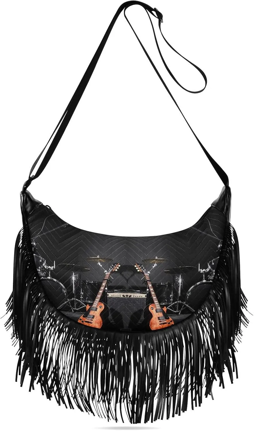 Women's PU Leather Chain Cross Body Bag, Shoulder Handbag Purse with Tassel for Ladies
