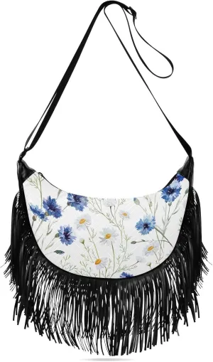 Women's PU Leather Chain Cross Body Bag, Shoulder Handbag Purse with Tassel for Ladies