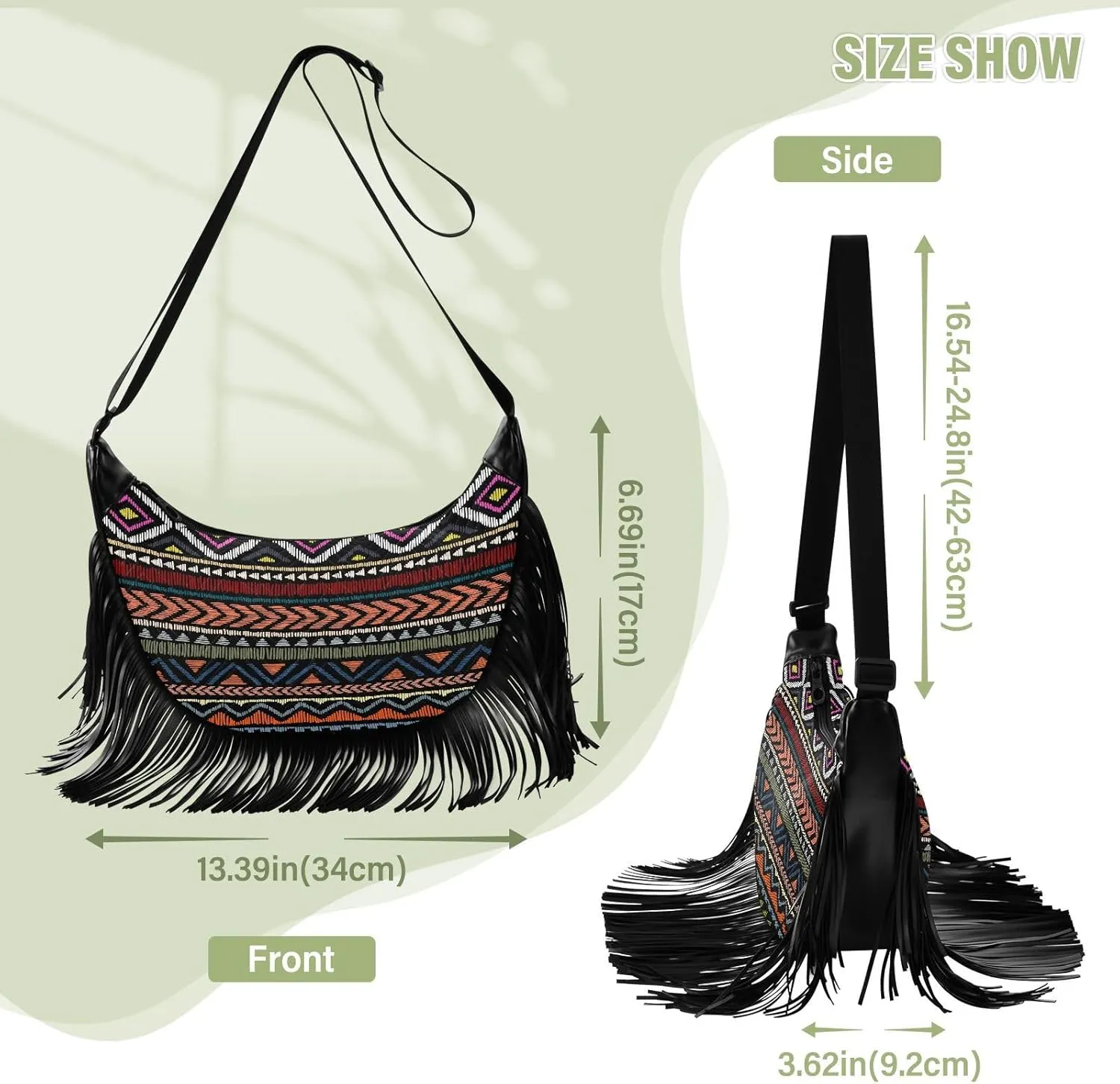 Women's PU Leather Chain Cross Body Bag, Shoulder Handbag Purse with Tassel for Ladies
