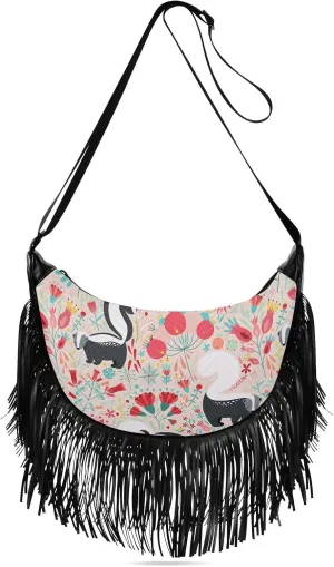 Women's PU Leather Chain Cross Body Bag, Shoulder Handbag Purse with Tassel for Ladies
