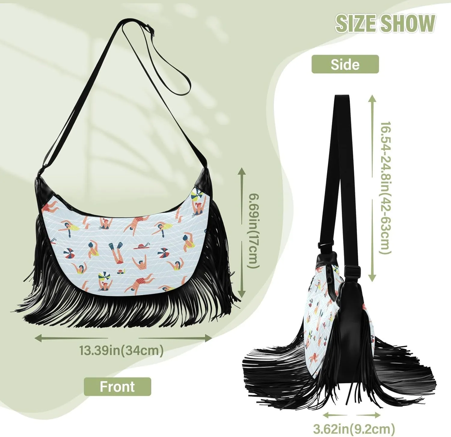 Women's PU Leather Chain Cross Body Bag, Shoulder Handbag Purse with Tassel for Ladies