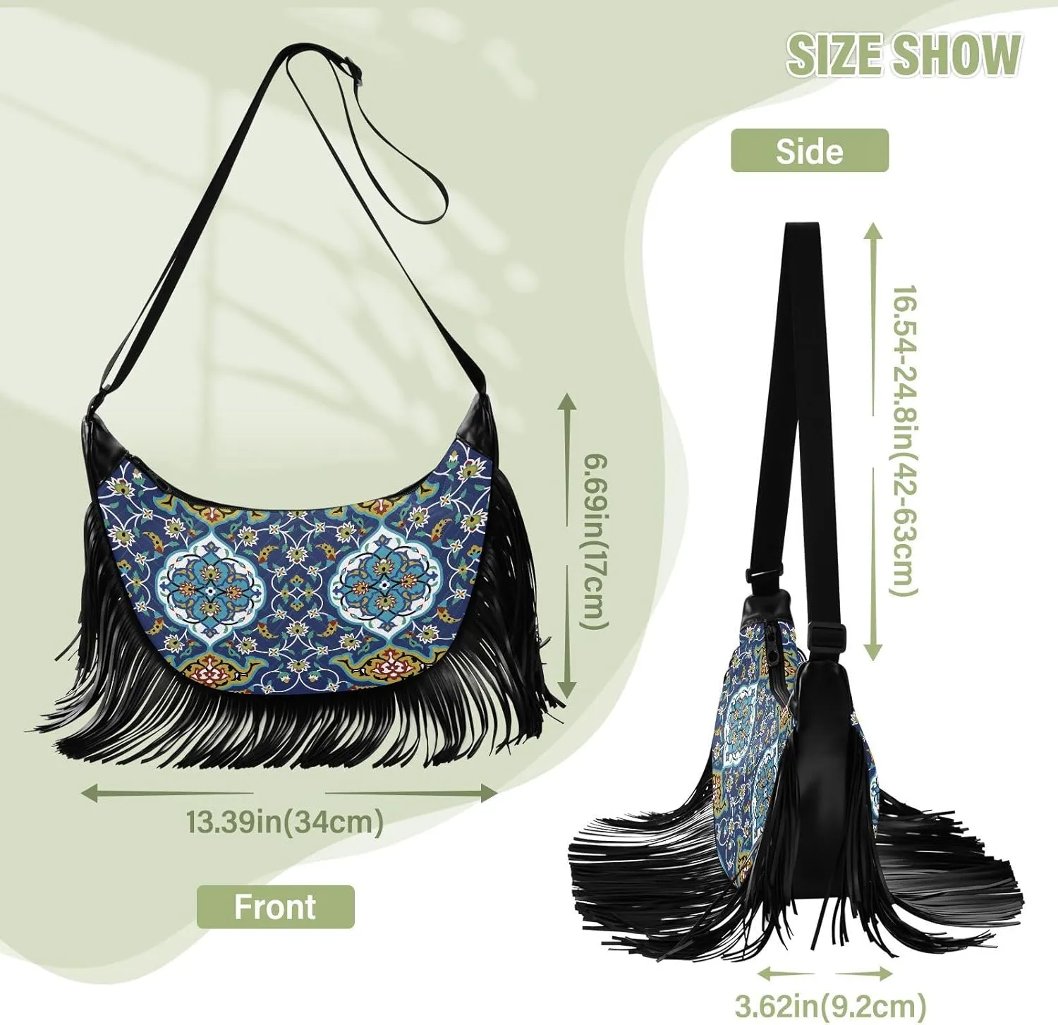 Women's PU Leather Chain Cross Body Bag, Shoulder Handbag Purse with Tassel for Ladies