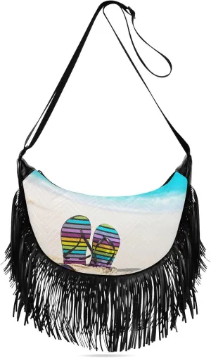 Women's PU Leather Chain Cross Body Bag, Shoulder Handbag Purse with Tassel for Ladies