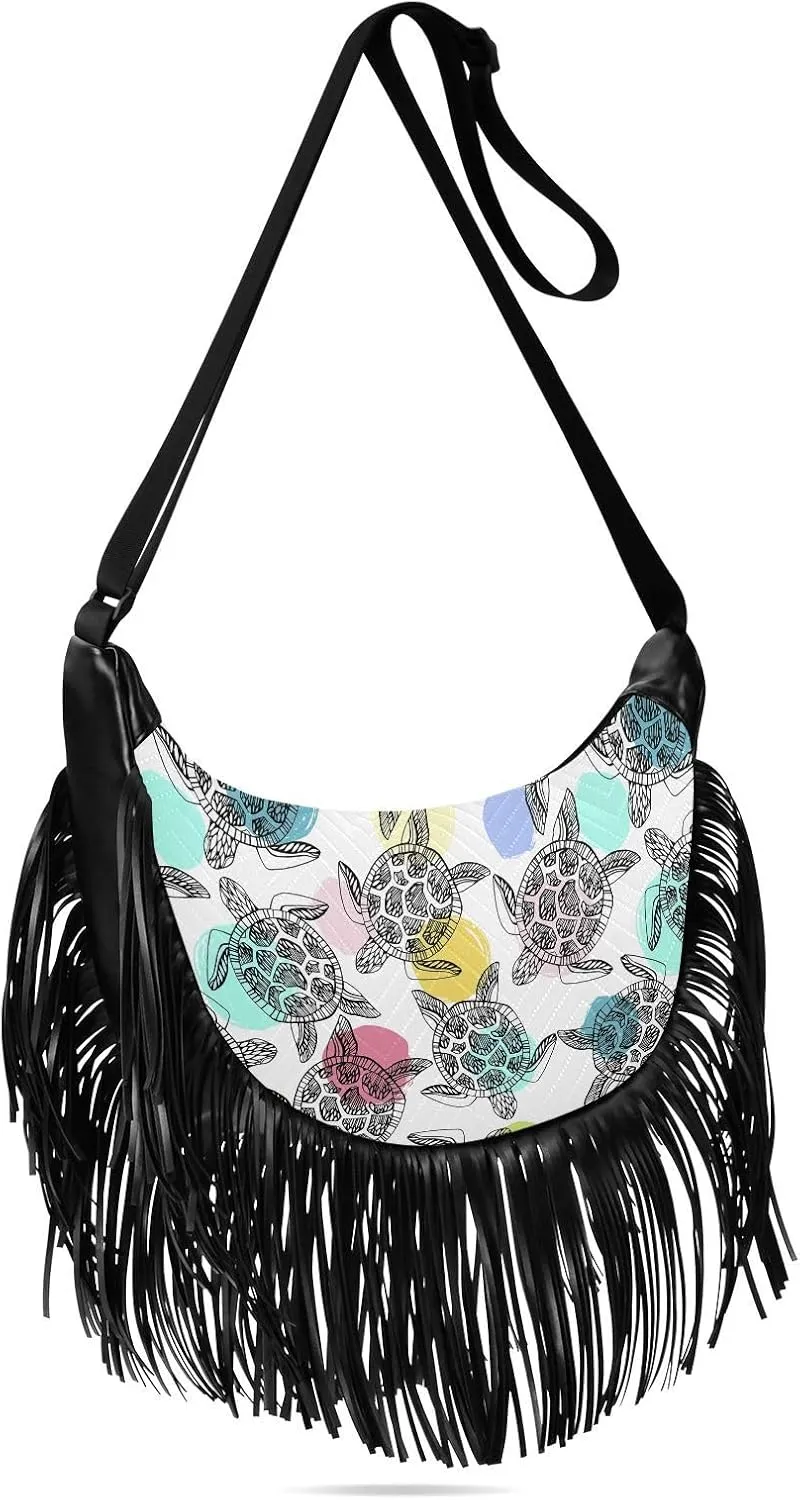 Women's PU Leather Chain Cross Body Bag, Shoulder Handbag Purse with Tassel for Ladies