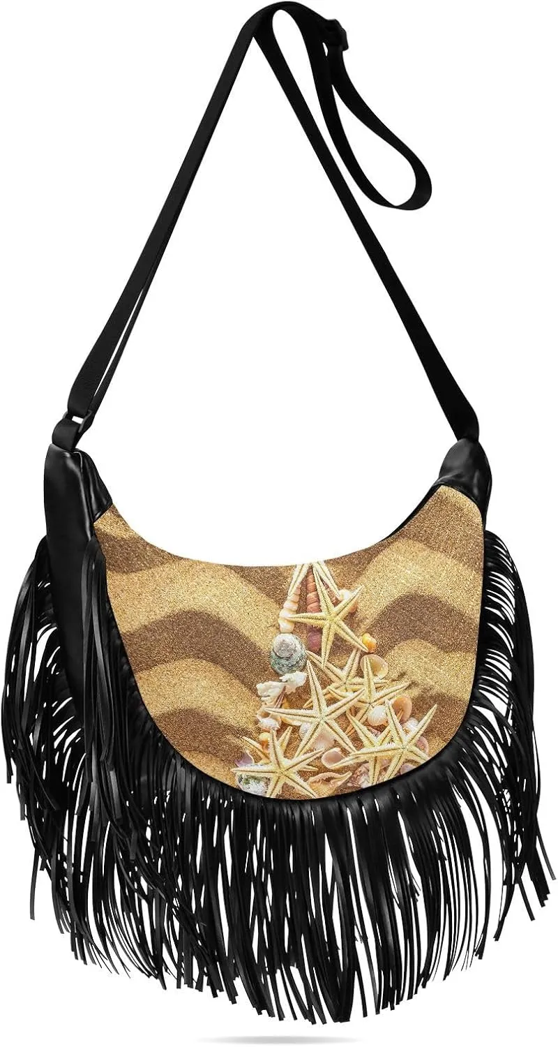 Women's PU Leather Chain Cross Body Bag, Shoulder Handbag Purse with Tassel for Ladies