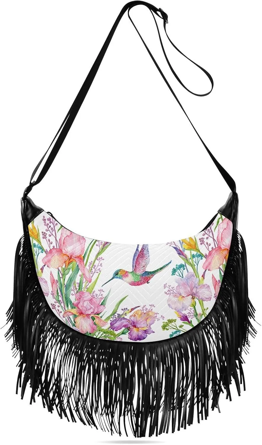 Women's PU Leather Chain Cross Body Bag, Shoulder Handbag Purse with Tassel for Ladies
