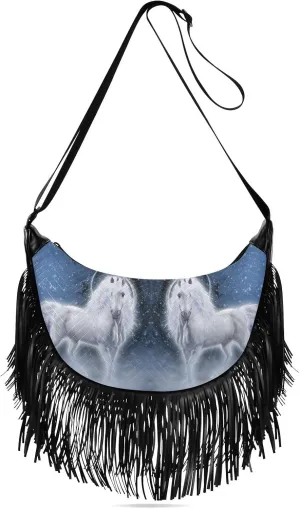 Women's PU Leather Chain Cross Body Bag, Shoulder Handbag Purse with Tassel for Ladies