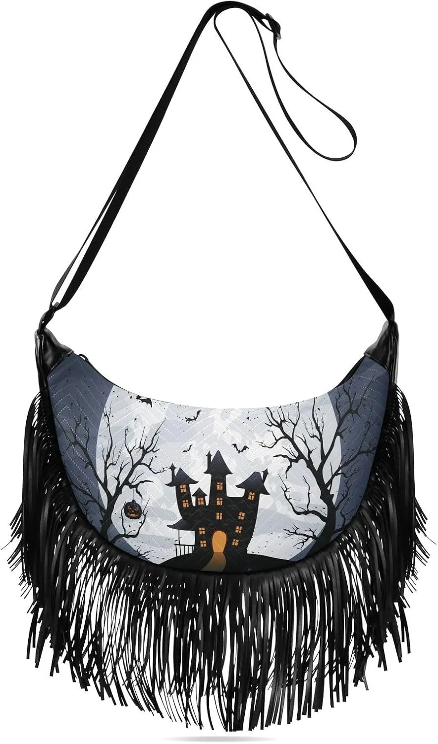Women's PU Leather Chain Cross Body Bag, Shoulder Handbag Purse with Tassel for Ladies