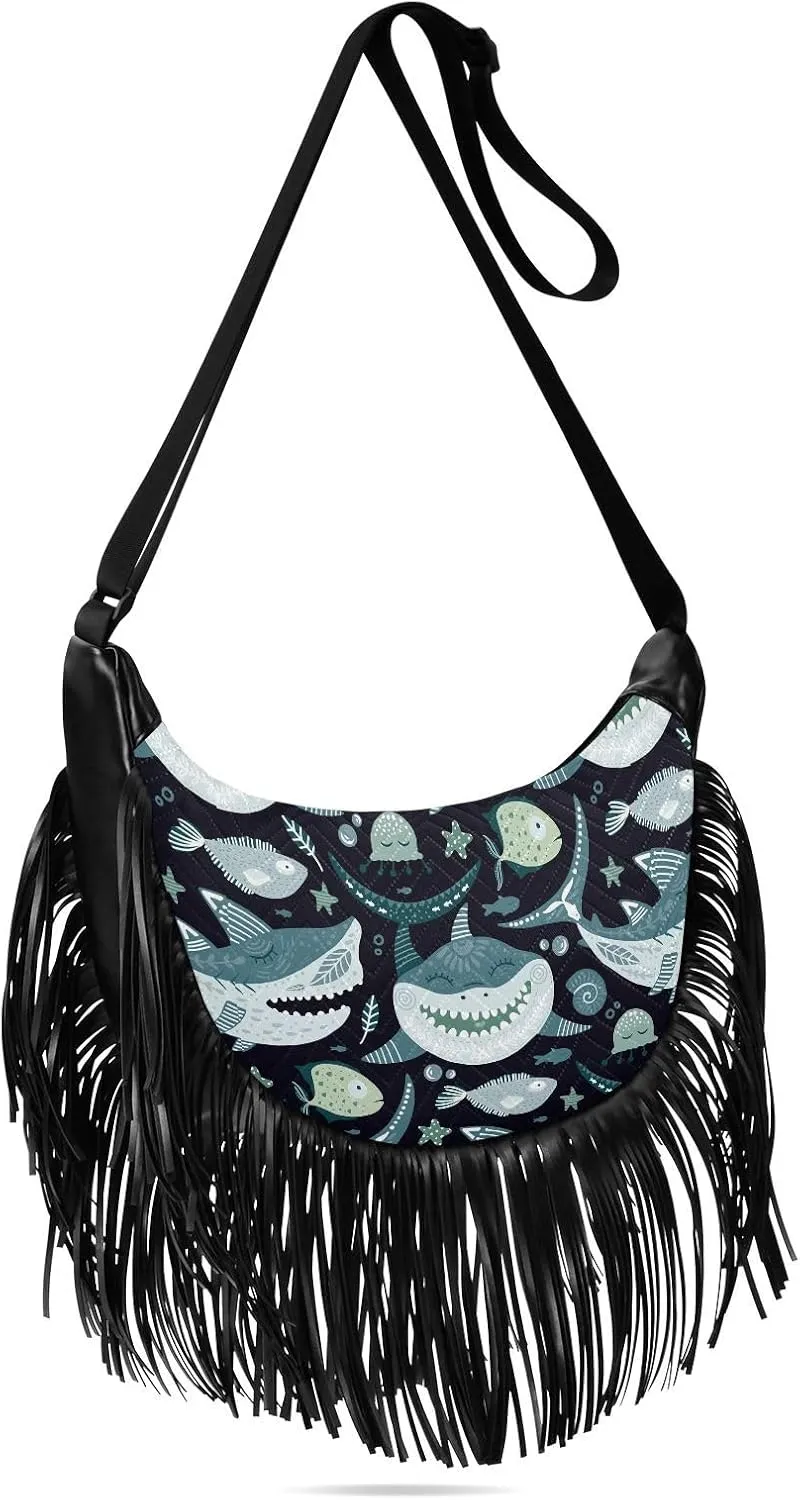 Women's PU Leather Chain Cross Body Bag, Shoulder Handbag Purse with Tassel for Ladies