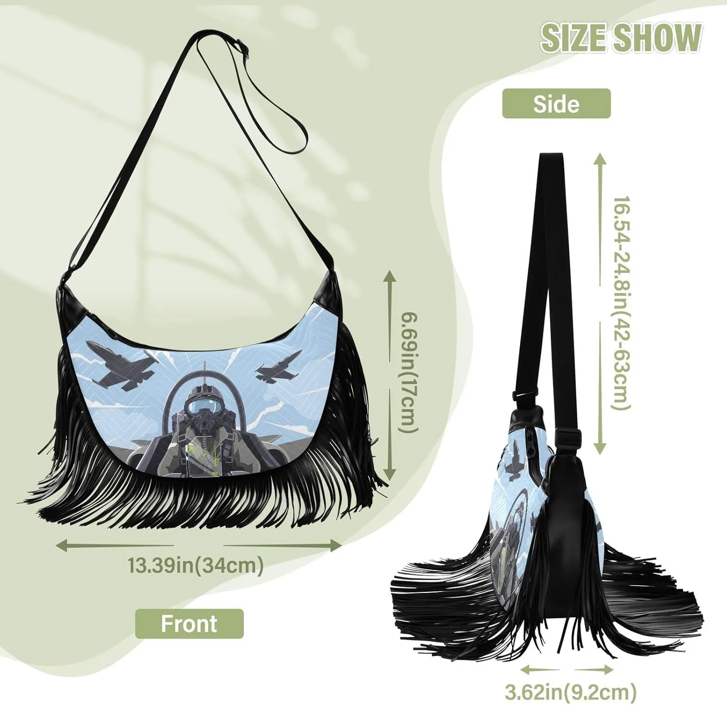 Women's PU Leather Chain Cross Body Bag, Shoulder Handbag Purse with Tassel for Ladies