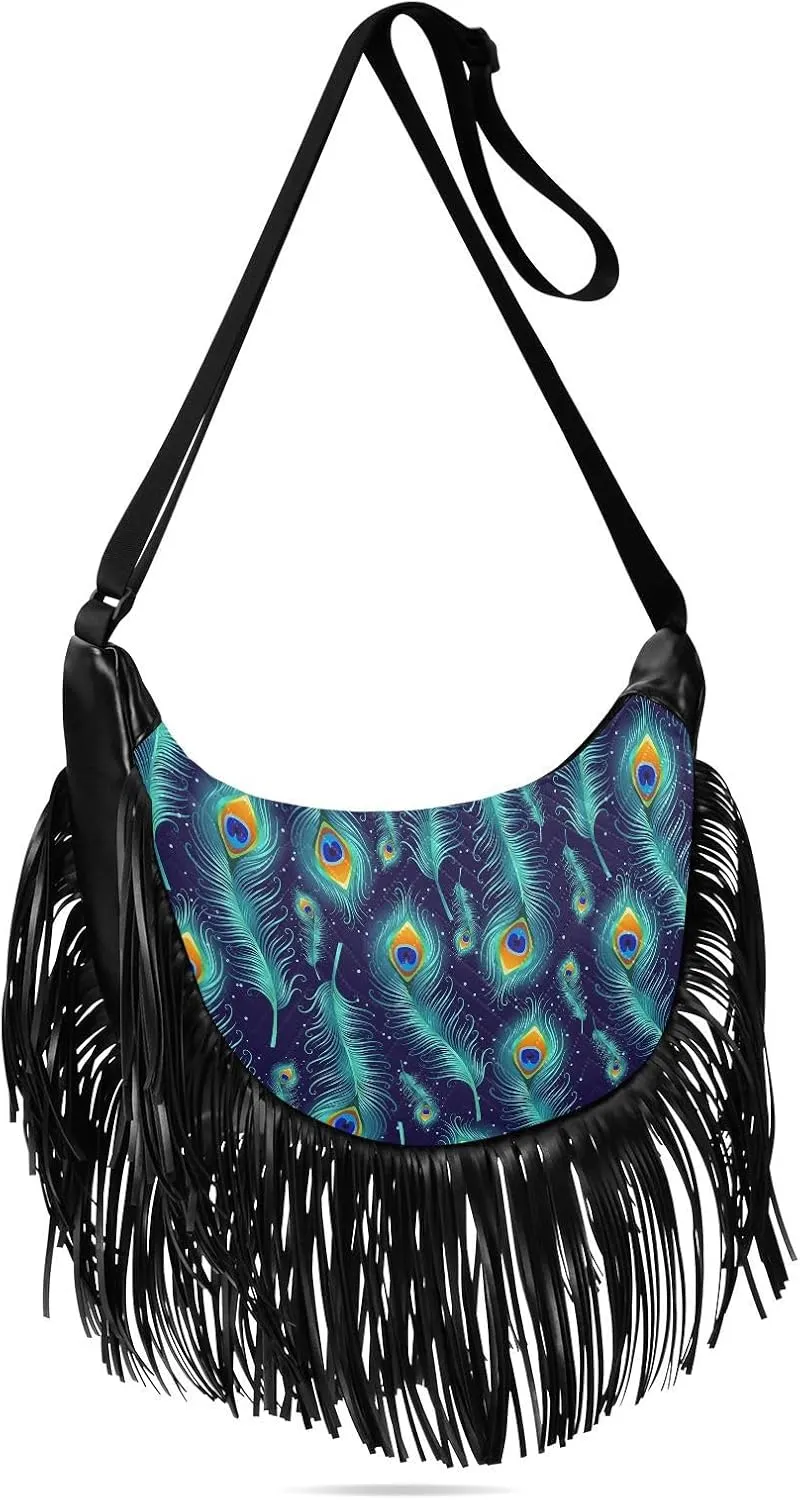 Women's PU Leather Chain Cross Body Bag, Shoulder Handbag Purse with Tassel for Ladies
