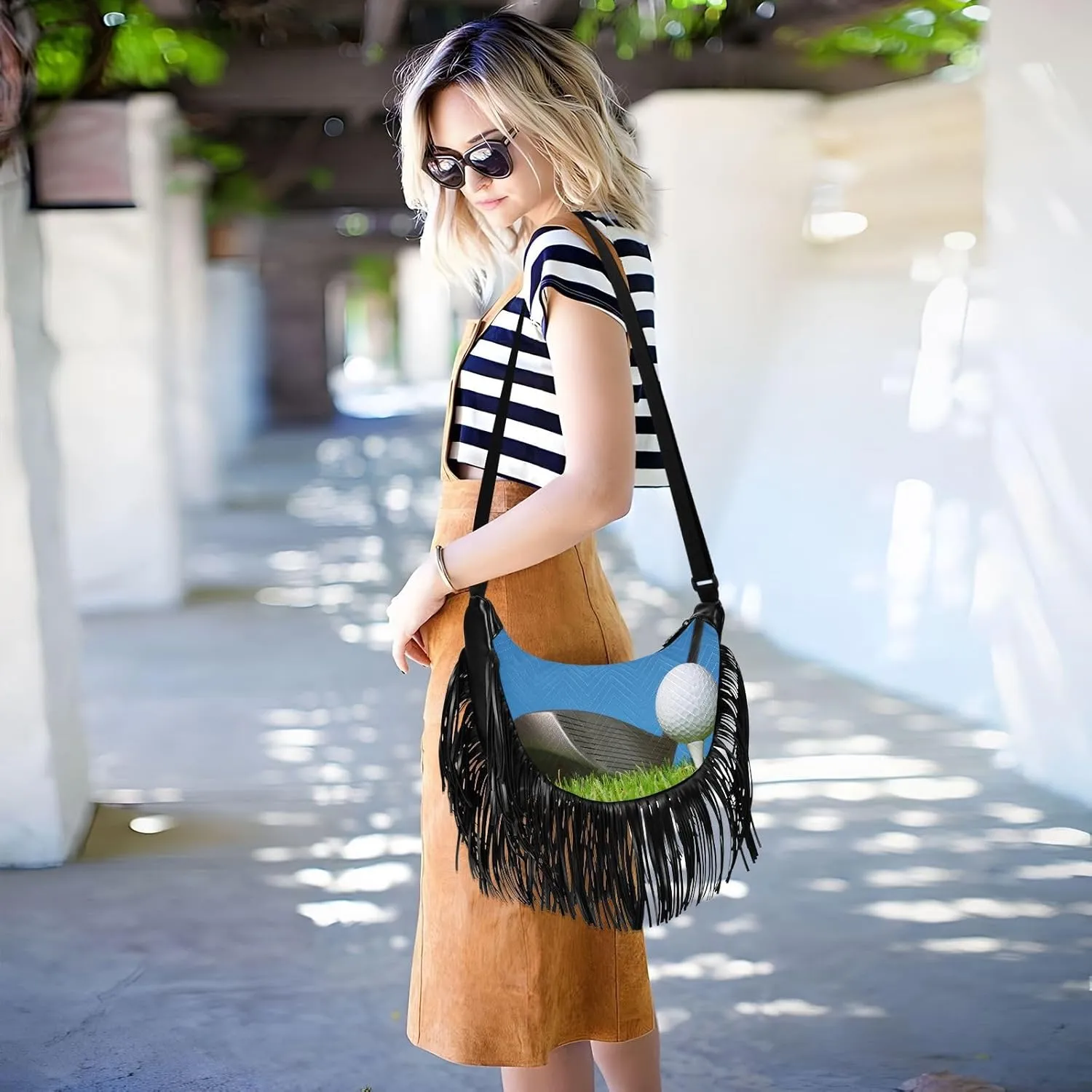 Women's PU Leather Chain Cross Body Bag, Shoulder Handbag Purse with Tassel for Ladies