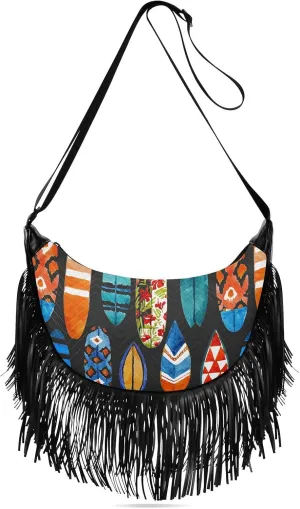 Women's PU Leather Chain Cross Body Bag, Shoulder Handbag Purse with Tassel for Ladies