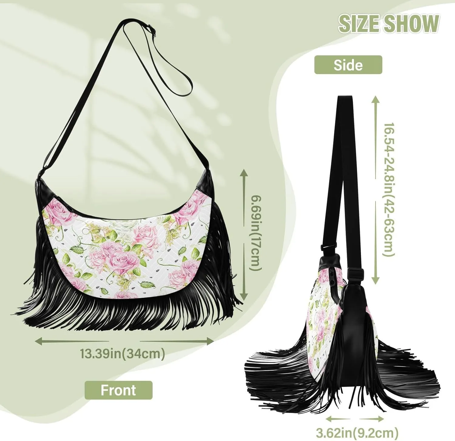 Women's PU Leather Chain Cross Body Bag, Shoulder Handbag Purse with Tassel for Ladies