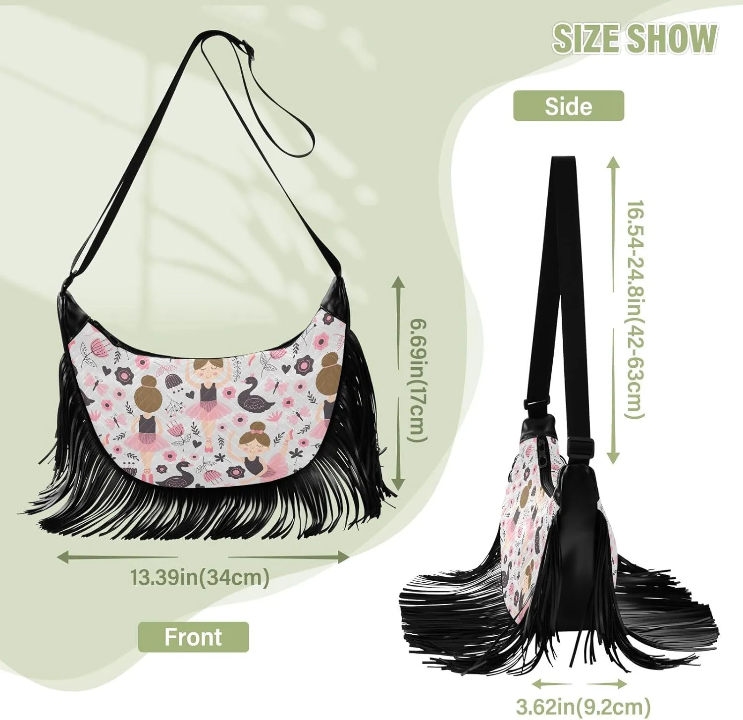 Women's PU Leather Chain Cross Body Bag, Shoulder Handbag Purse with Tassel for Ladies