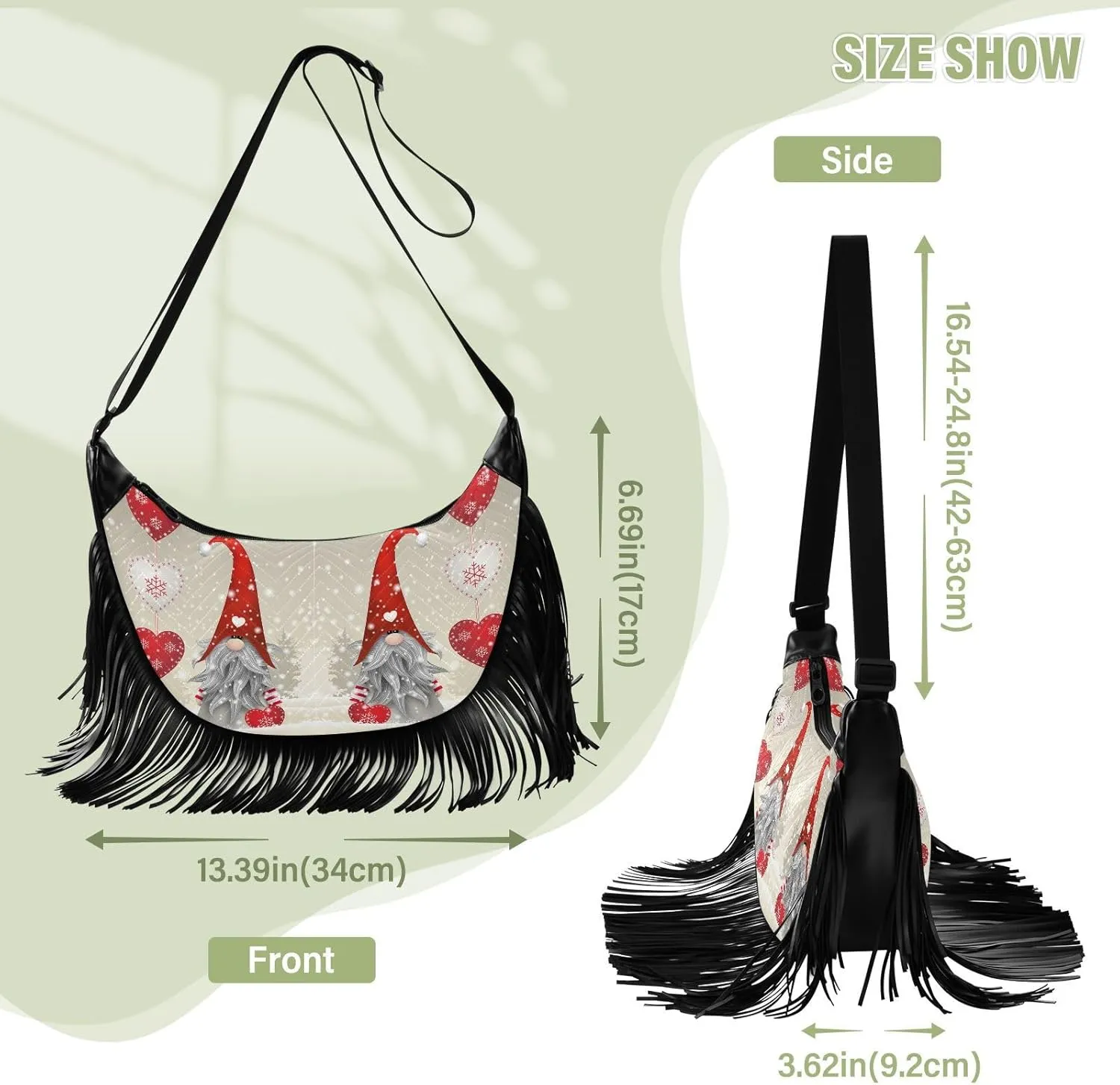 Women's PU Leather Chain Cross Body Bag, Shoulder Handbag Purse with Tassel for Ladies
