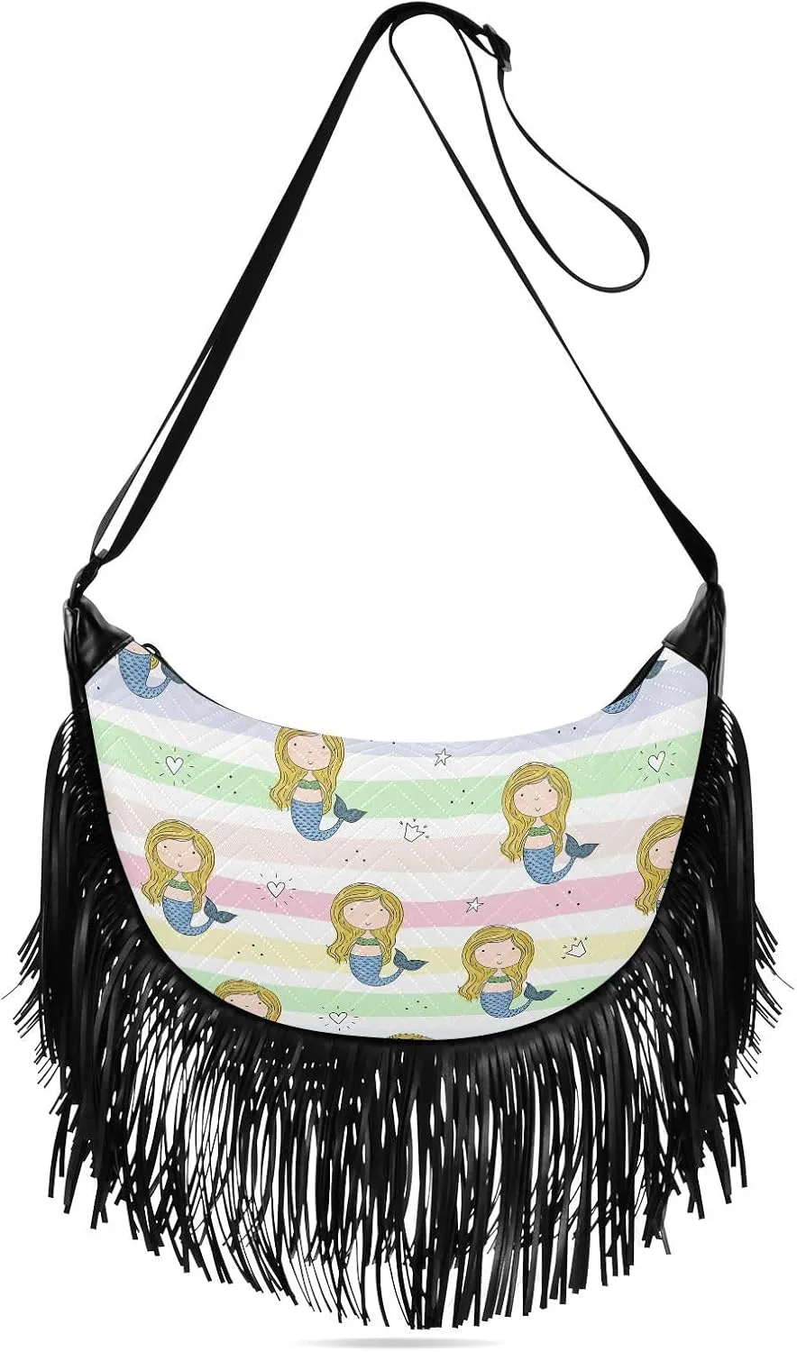 Women's PU Leather Chain Cross Body Bag, Shoulder Handbag Purse with Tassel for Ladies