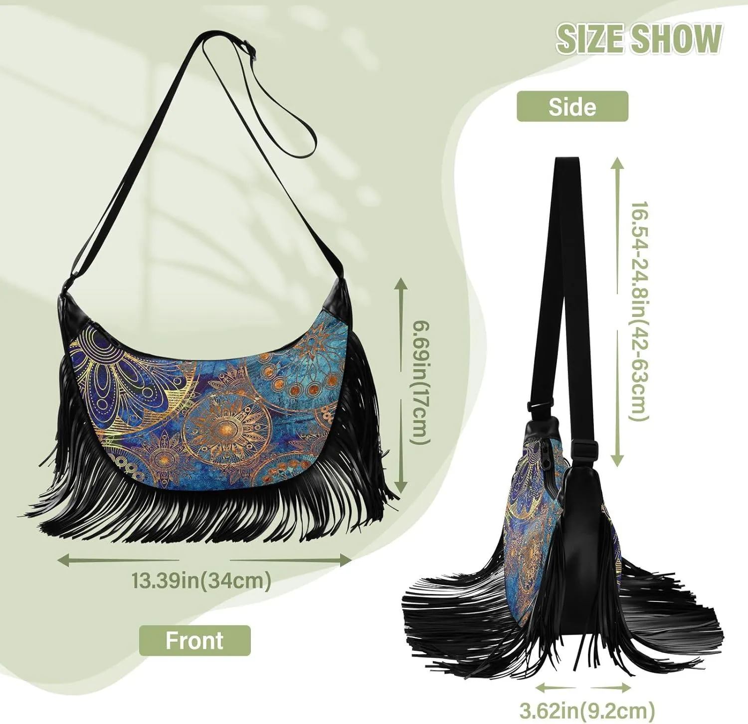 Women's PU Leather Chain Cross Body Bag, Shoulder Handbag Purse with Tassel for Ladies