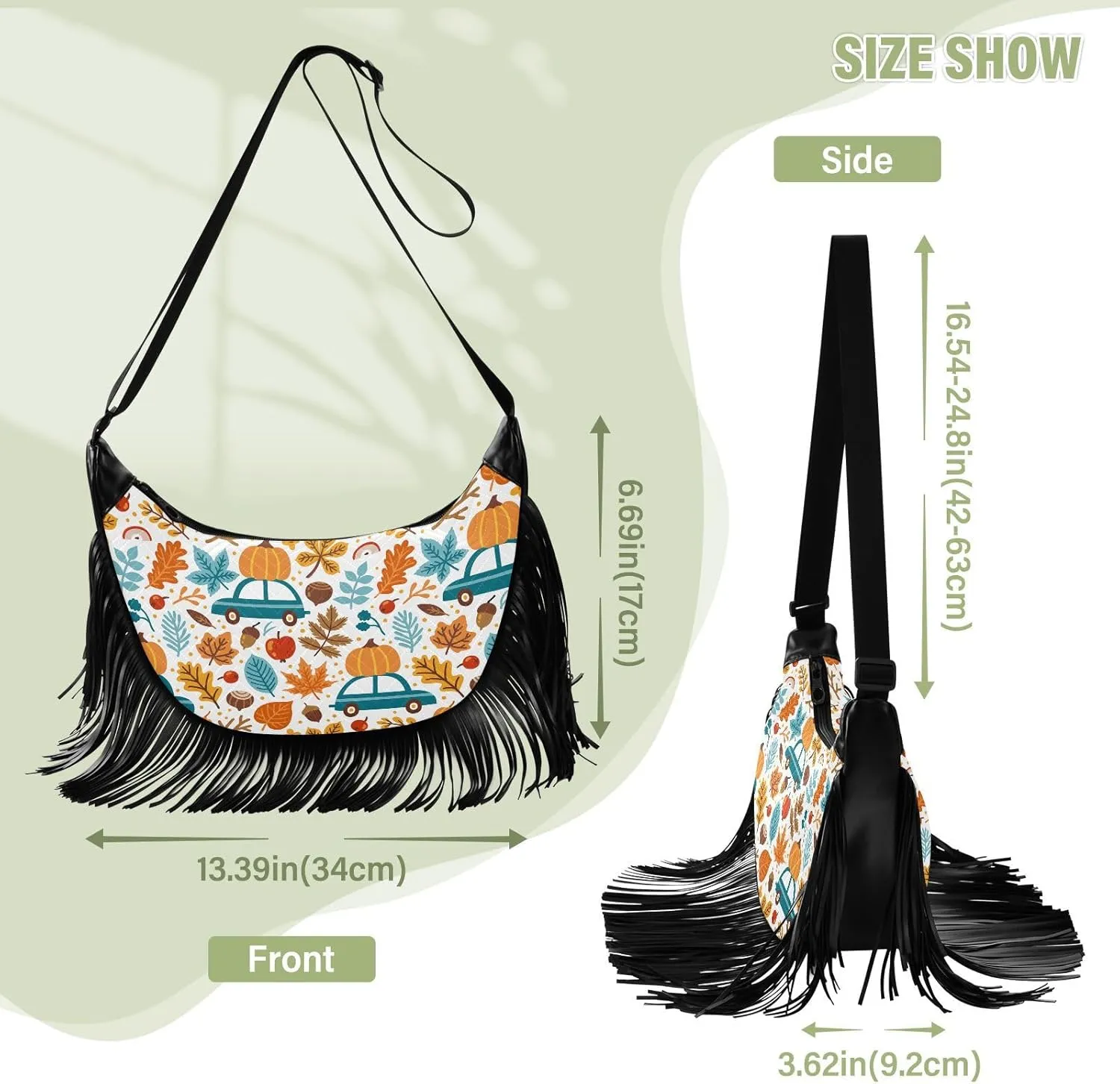 Women's PU Leather Chain Cross Body Bag, Shoulder Handbag Purse with Tassel for Ladies